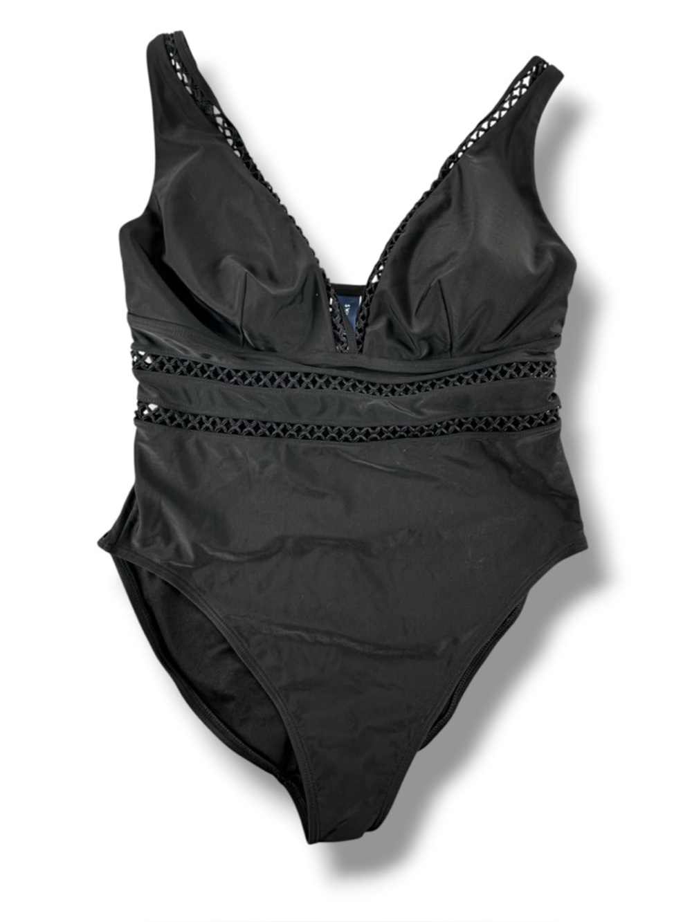 Swimsuits For All Black Lattice Trim One Piece Swimsuit Size 18 Excellent Condit